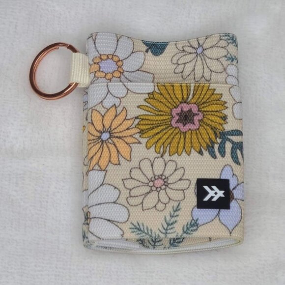 Thread Wallet Blossom Elastic With Key Ring Floral Minimalist Card Money Holder - Picture 2 of 3